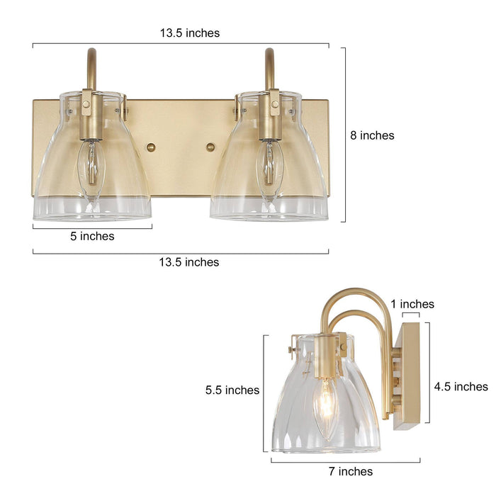 Erynia 2-Light Gold Bathroom Vanity Light