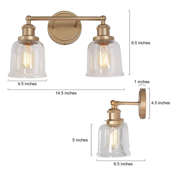 Hengra 2-Light Gold Bathroom Vanity Light