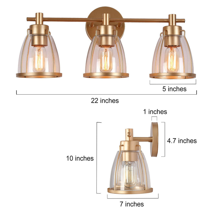 Eumiel 3-Light Gold Bathroom Vanity Light