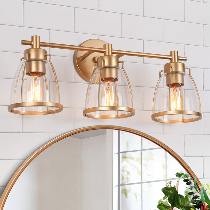 Eumiel 3-Light Gold Bathroom Vanity Light