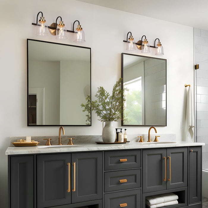 Thelio 3-Light Black and Brass Bathroom Vanity Light