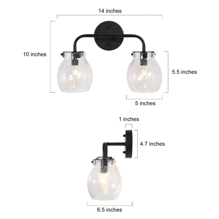 Canina 2-Light Black Bathroom Vanity Light