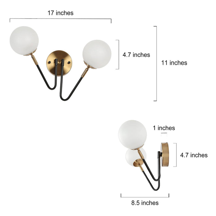 Betoni 2-Light LED Black and Gold Bathroom Vanity Light