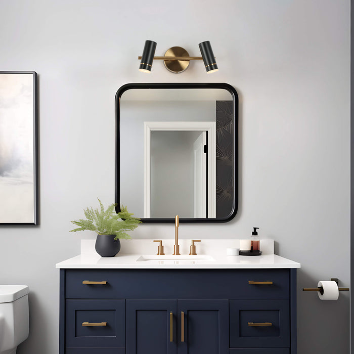 Floeice 2-Light LED Black and Brass Bathroom Vanity Light