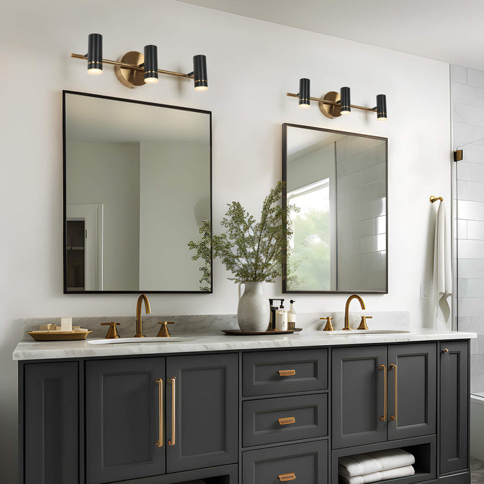 Floeice 3-Light LED Black and Brass Bathroom Vanity Light