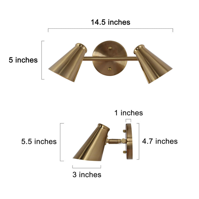 Paredy 2-Light Gold Vanity Light