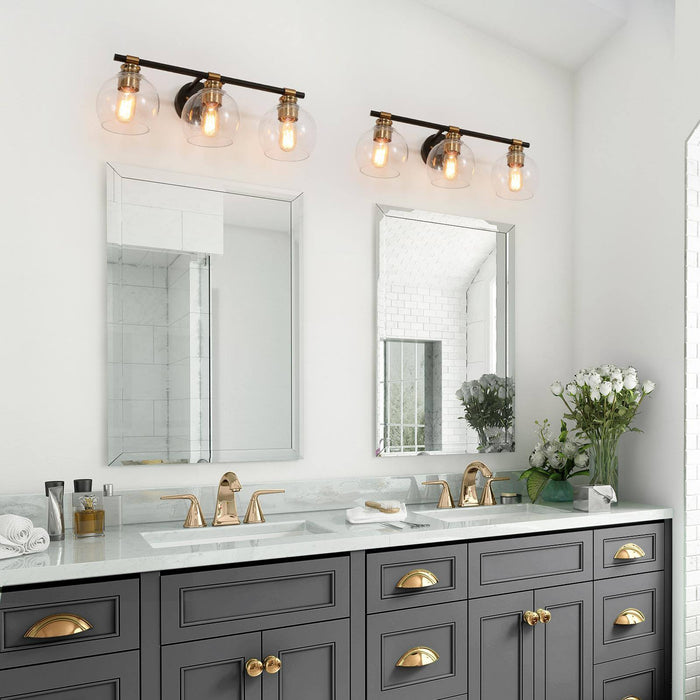 Amiry 3-Light Black and Brass Bathroom Vanity Light