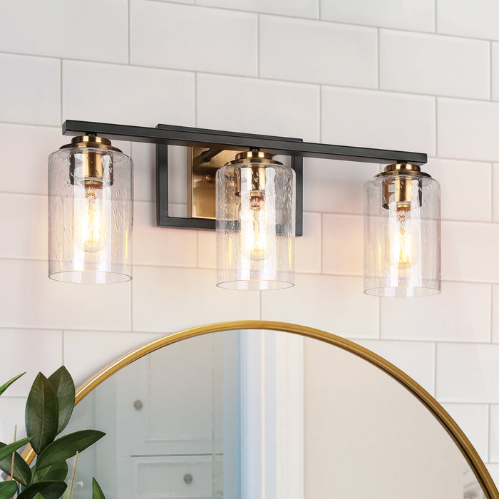 Hormos 3-Light Black and Brass Bathroom Vanity Light