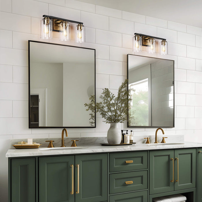 Hormos 3-Light Black and Brass Bathroom Vanity Light