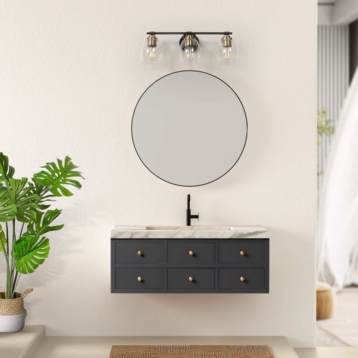 Brenova 3-Light Black and Brass Bathroom Vanity Light