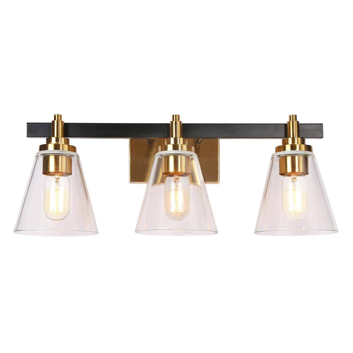 Tetoca 3-Light Black and Brass Bathroom Vanity Light