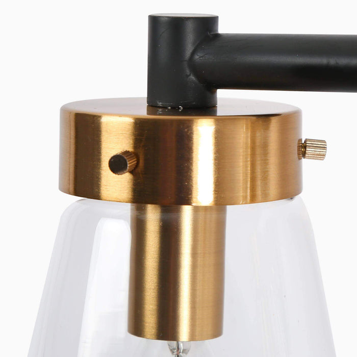 Defewy 4-Light Black and Brass Bathroom Vanity Light