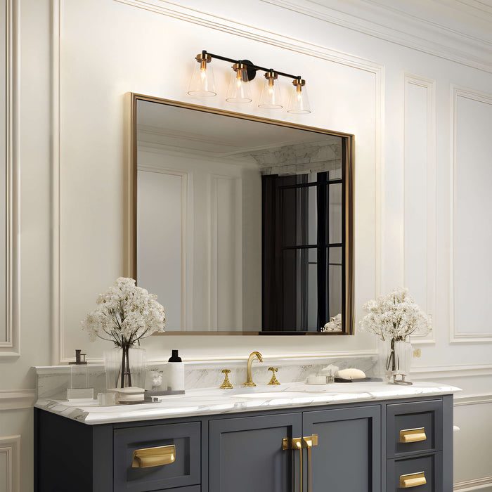 Defewy 4-Light Black and Brass Bathroom Vanity Light