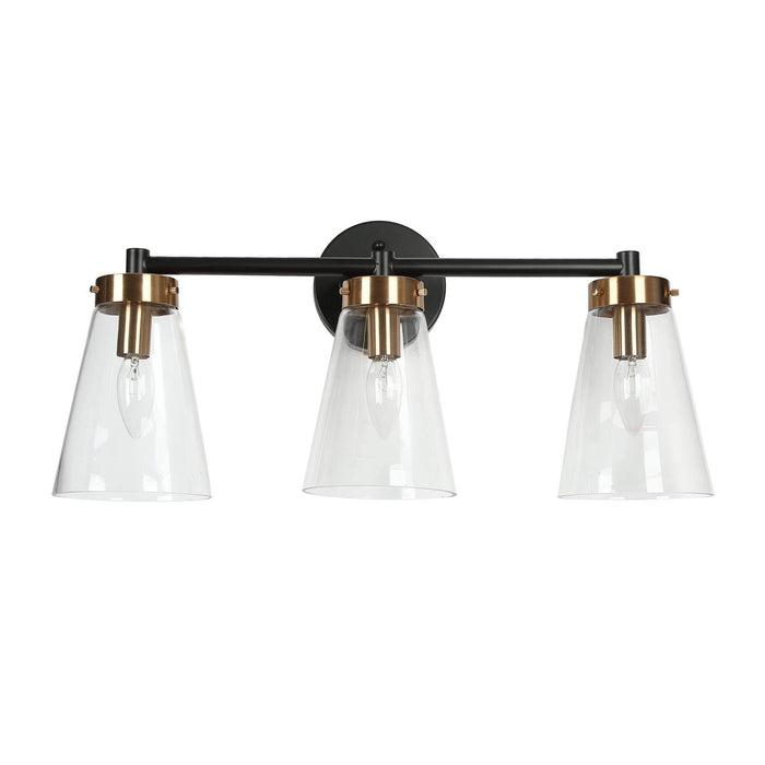 Defewy 3-Light Black and Brass Bathroom Vanity Light
