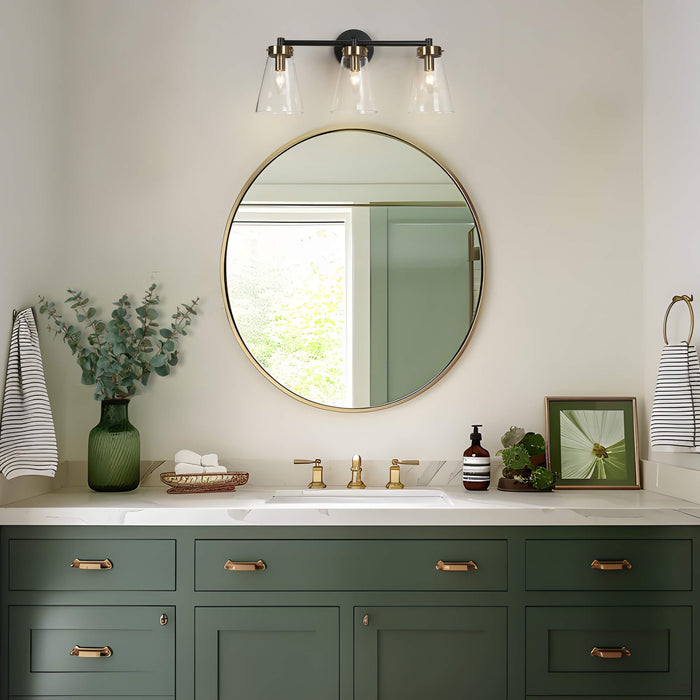Defewy 3-Light Black and Brass Bathroom Vanity Light