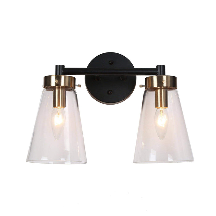 Defewy 2-Light Black and Brass Bathroom Vanity Light