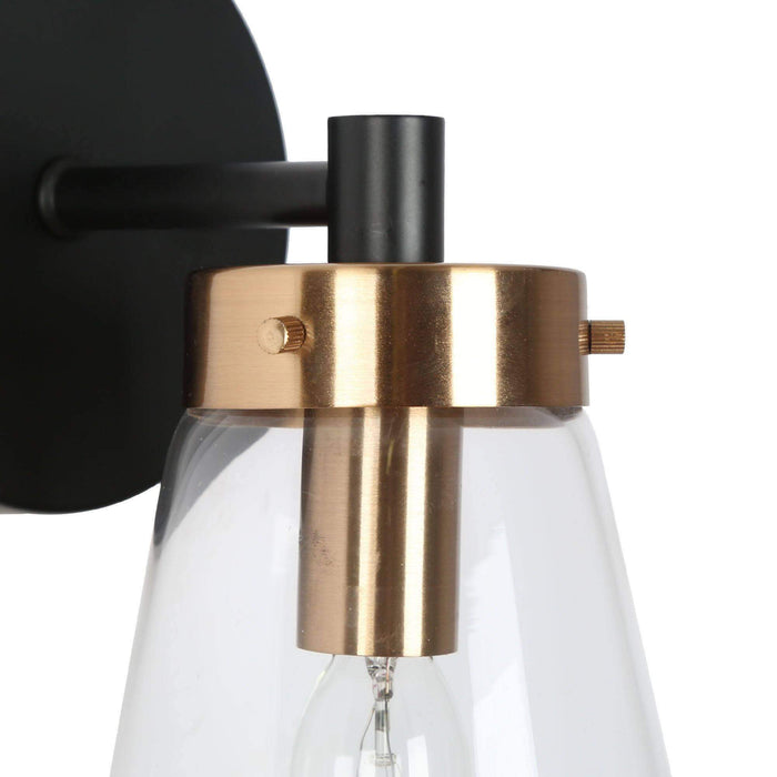 Defewy 2-Light Black and Brass Bathroom Vanity Light