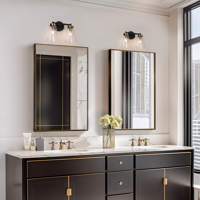 Defewy 2-Light Black and Brass Bathroom Vanity Light