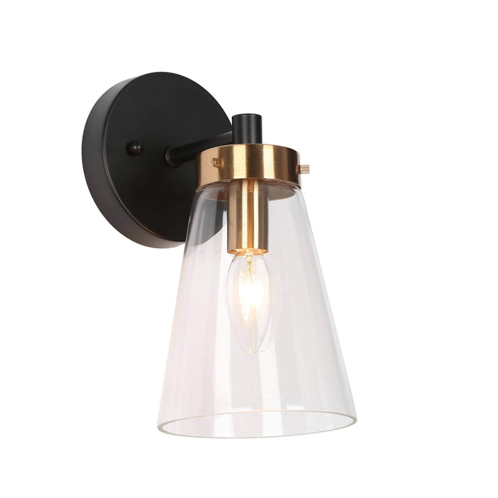 Defewy 1-Light Black and Brass Wall Sconce