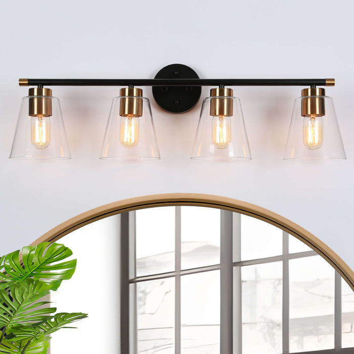 Auryne 4-Light Black and Brass Bathroom Vanity Light
