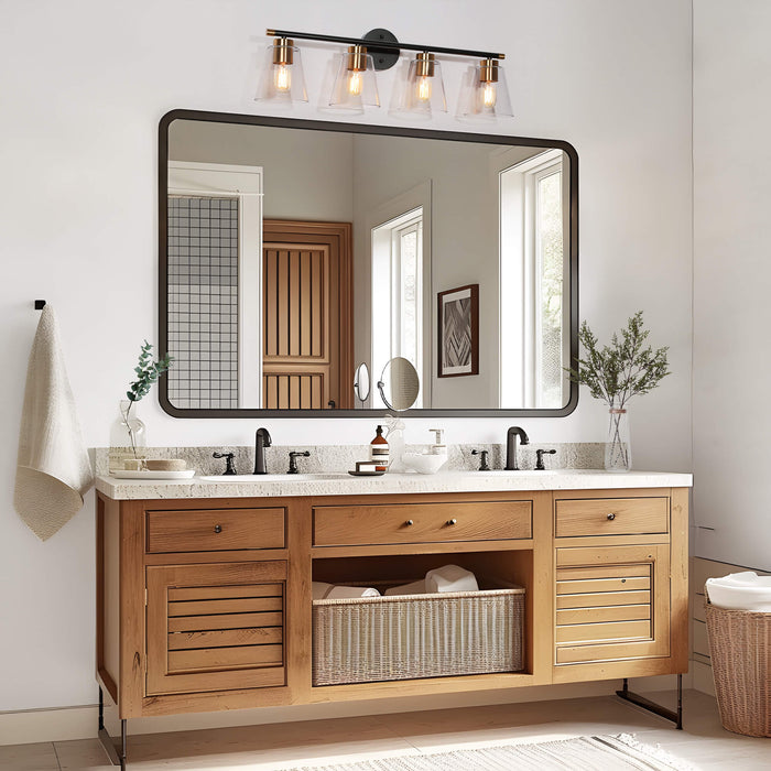 Auryne 4-Light Black and Brass Bathroom Vanity Light