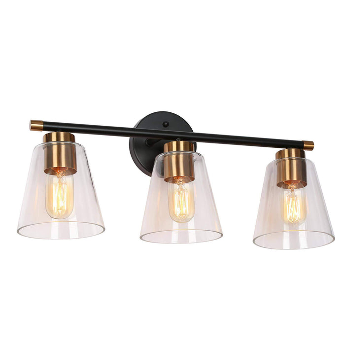 Auryne 3-Light Black and Brass Bathroom Vanity Light