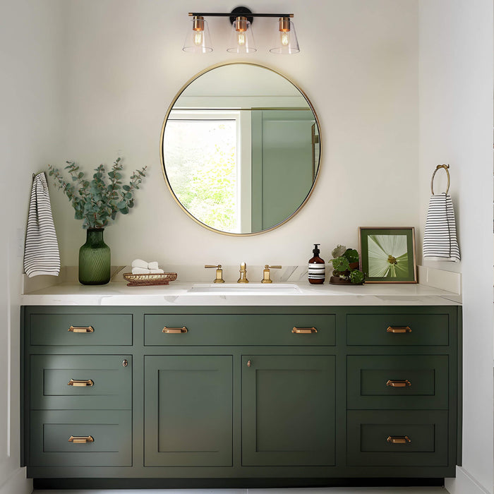 Auryne 3-Light Black and Brass Bathroom Vanity Light
