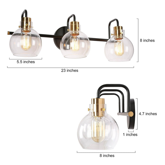 Luffa 3-Light Black and Brass Bathroom Vanity Light