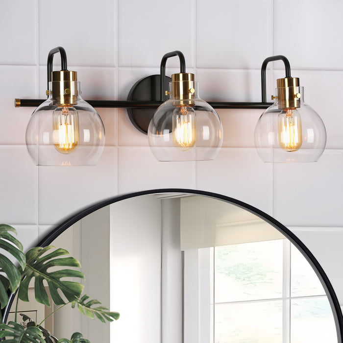 Luffa 3-Light Black and Brass Bathroom Vanity Light