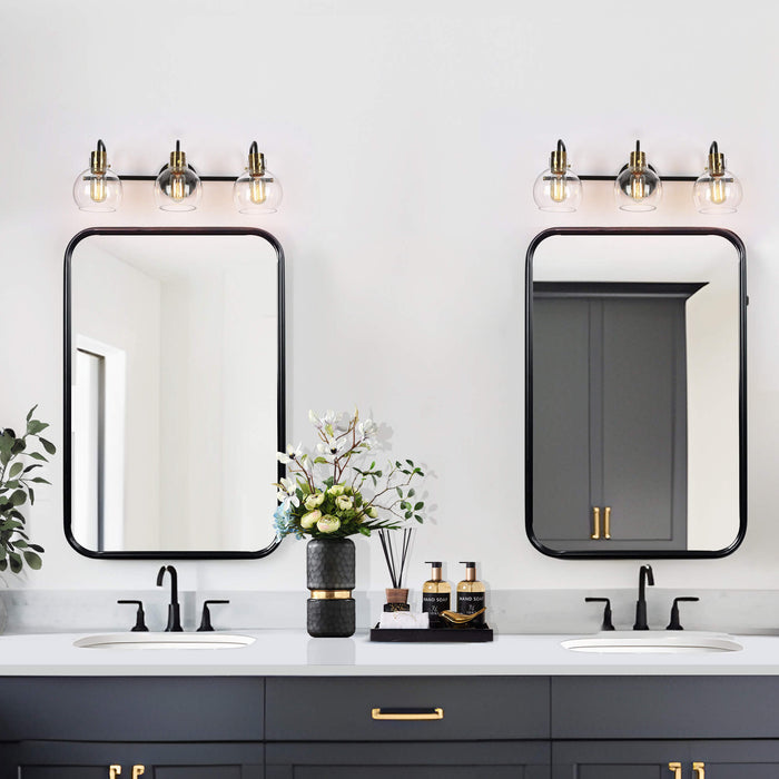 Luffa 3-Light Black and Brass Bathroom Vanity Light