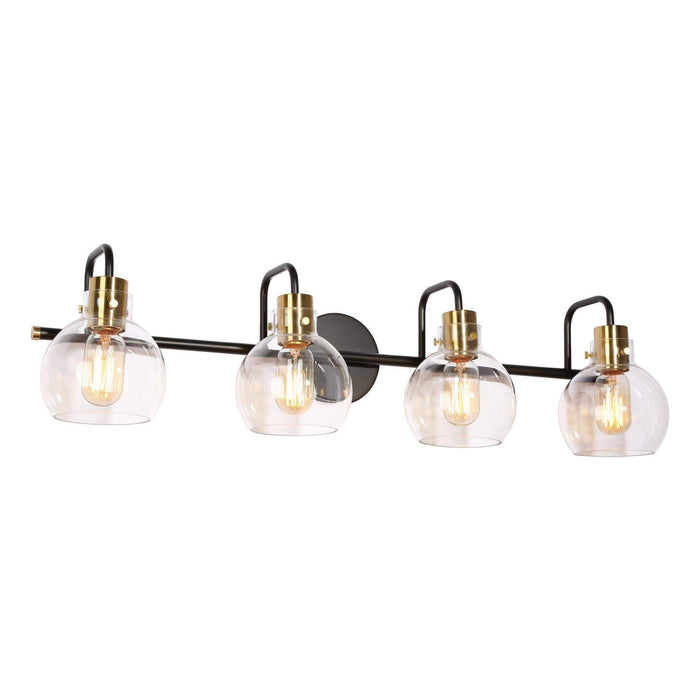 Luffa 4-Light Black and Brass Bathroom Vanity Light