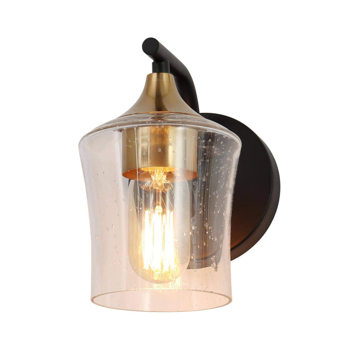 Serevo 1-Light Black and Brass Glass Wall Sconce