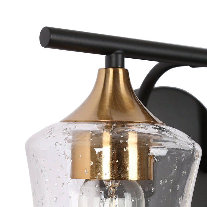Serevo 2-Light Black And Brass Seeded Glass Vanity Light
