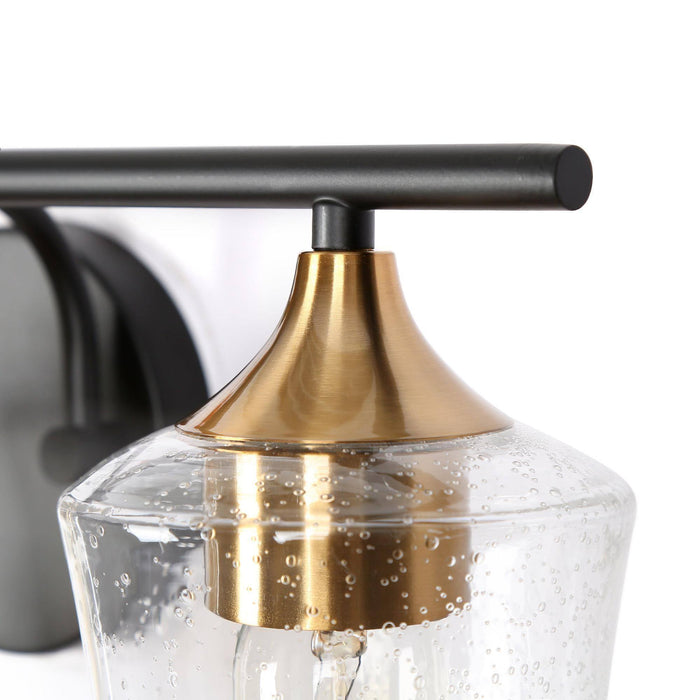 Serevo 3-Light Black And Brass Seeded Glass Vanity Light