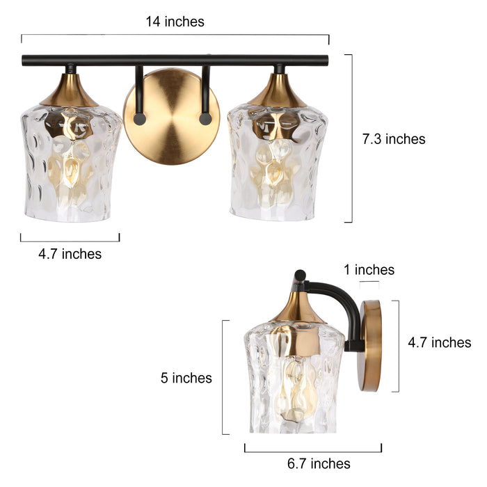 Serevo 2-Light Black And Brass Vanity Light