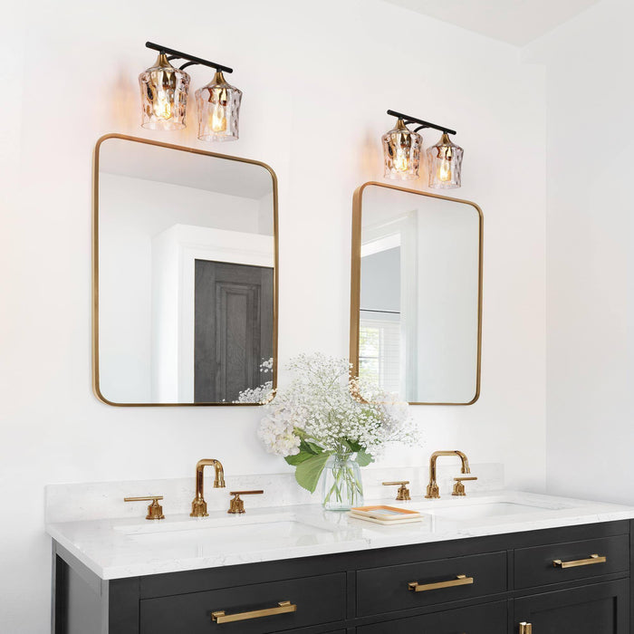 Serevo 2-Light Black And Brass Vanity Light