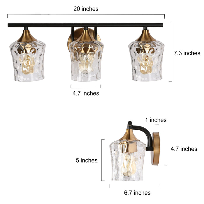 Serevo 3-Light Black And Brass Vanity Light