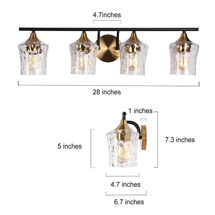Serevo 4-Light Black And Brass Vanity Light