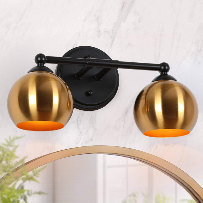 Semeri 2-Light Black and Brass Bathroom Vanity Light