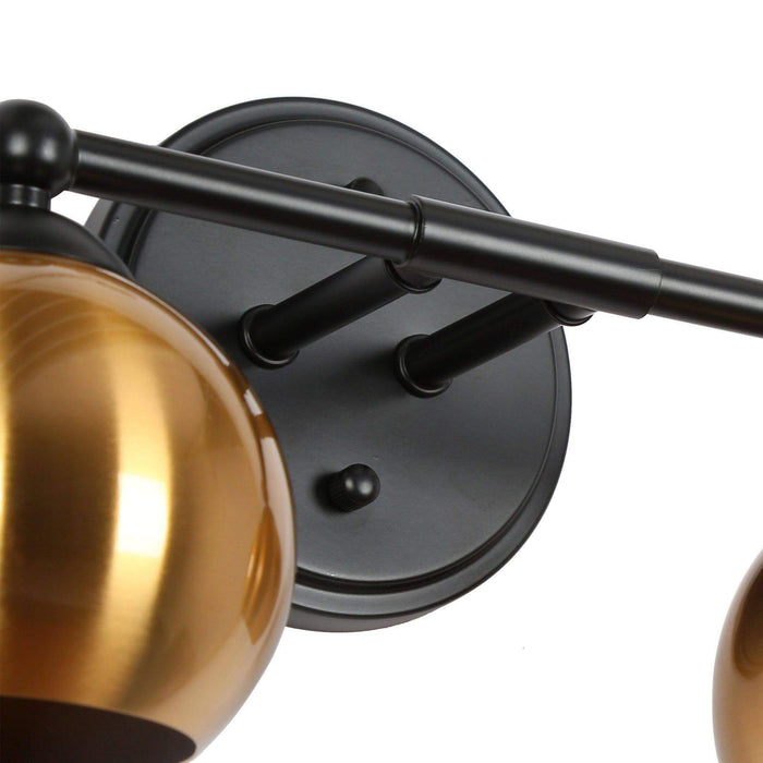 Semeri 2-Light Black and Brass Bathroom Vanity Light