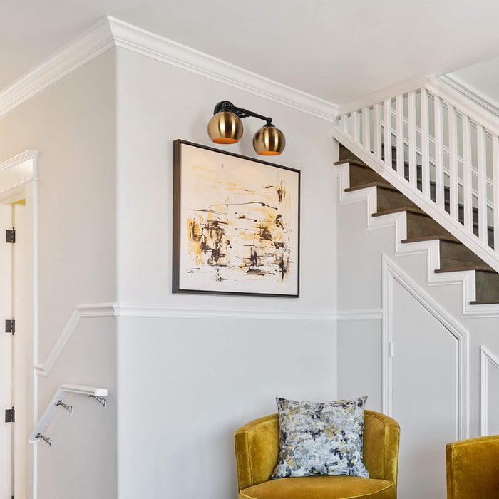 Semeri 2-Light Black and Brass Bathroom Vanity Light