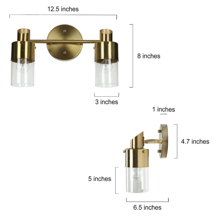Iphige 2-Light Brass Bathroom Vanity Light