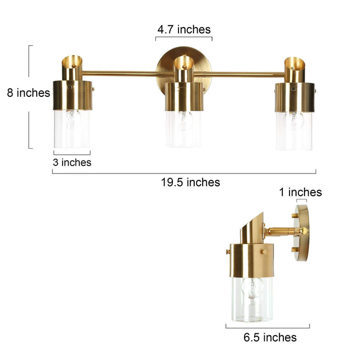 Iphige 3-Light Brass Bathroom Vanity Light