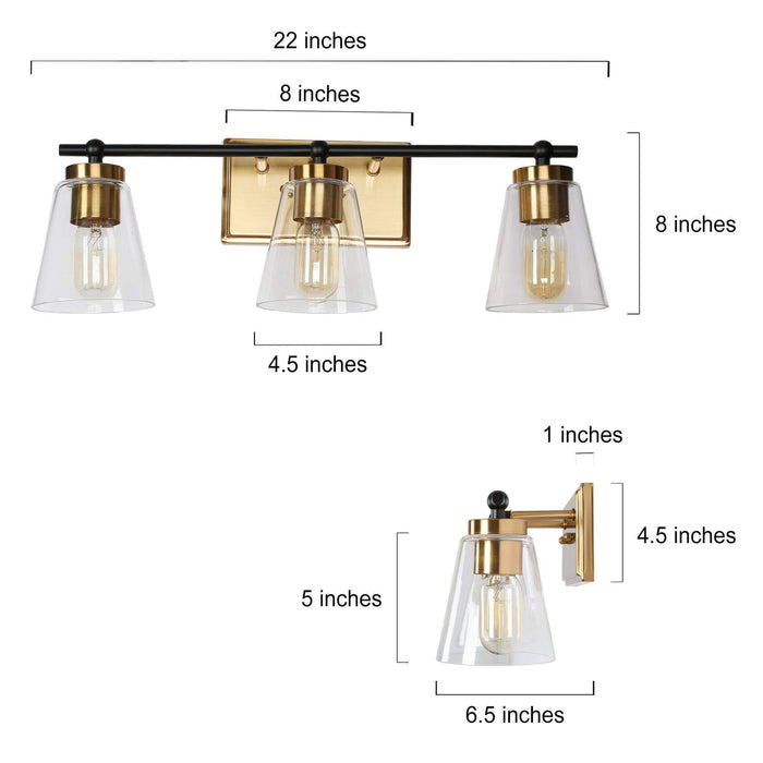 Alumbr 3-Light Brass Bathroom Vanity Light
