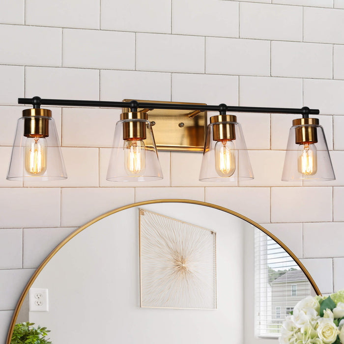 Alumbr 4-Light Black and Brass Bathroom Vanity Light