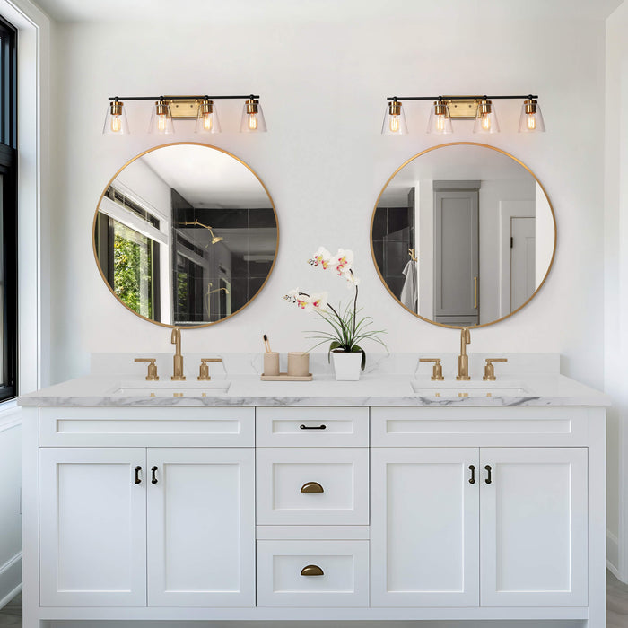 Alumbr 4-Light Black and Brass Bathroom Vanity Light