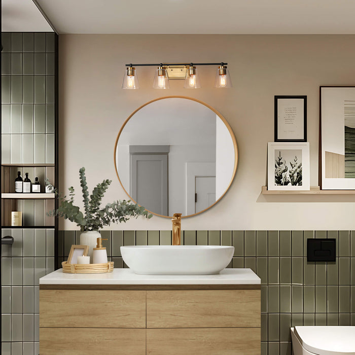 Alumbr 4-Light Black and Brass Bathroom Vanity Light