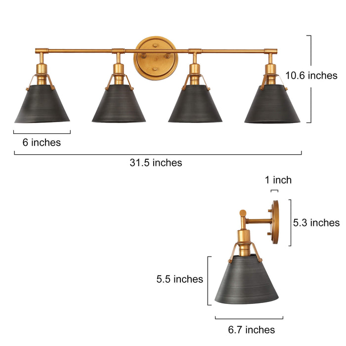 Ives 4-Light Gold Vanity Light