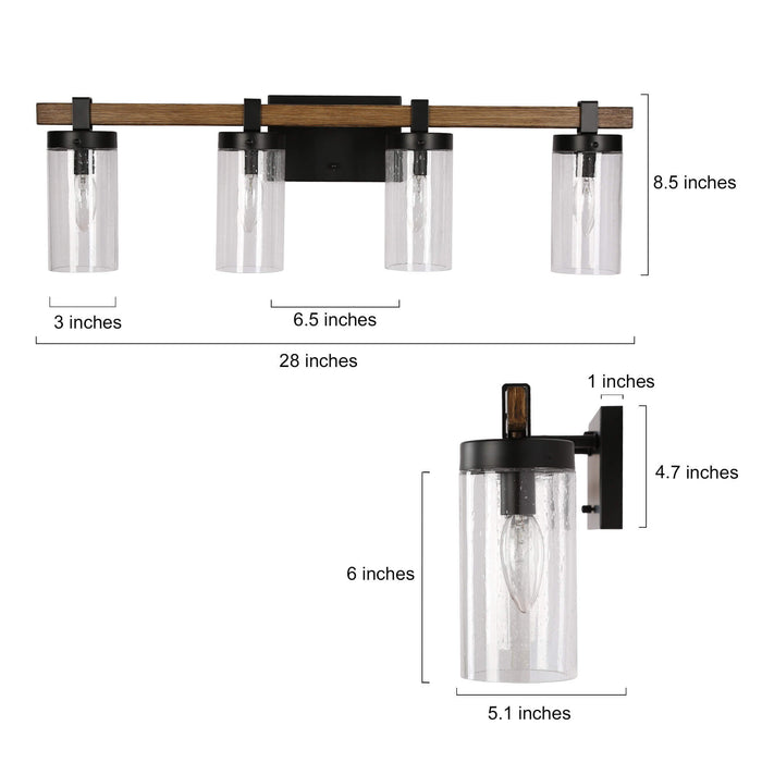 Bonnie 4-Light Wood Bathroom Vanity Light