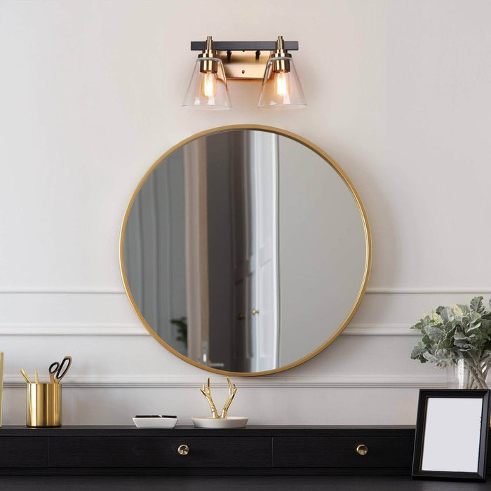 Tetoca 2-Light Black and Brass Bathroom Vanity Light